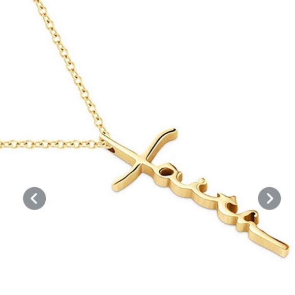 14K gold plated Faith Cross Necklace 16” length with extender - Picture 6 of 8